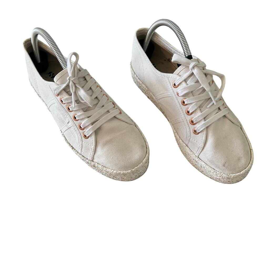 Superga Women's Size 39.5 US 8.5 White Canvas Platform Espadrille Sneakers
